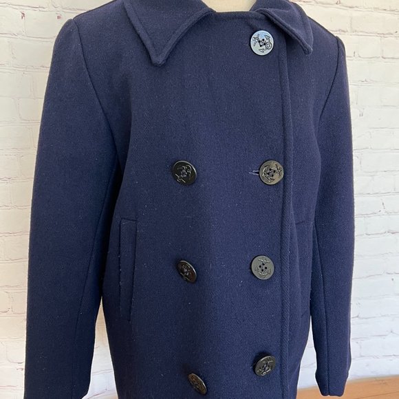 60's Navy Blue Pea Coat - Size Medium/Large -Sears - Picture 9 of 13